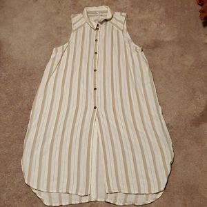 Sleeveless Striped Button-Down Top